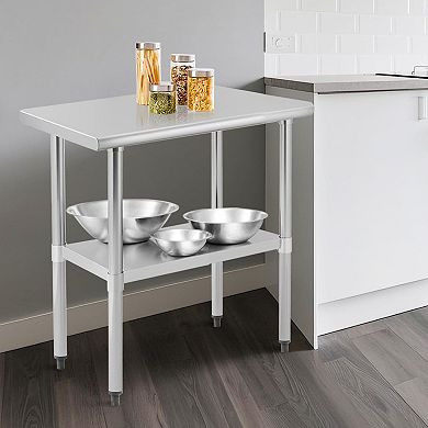 IDEALHOUSE Stainless Steel Prep Table with Adjustable Shelf