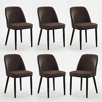 IDEALHOUSE Dining Chairs Set Wing Back Linen Upholstered Coffee