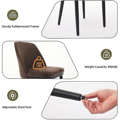 IDEALHOUSE Dining Chairs Set Wing Back Linen Upholstered Coffee