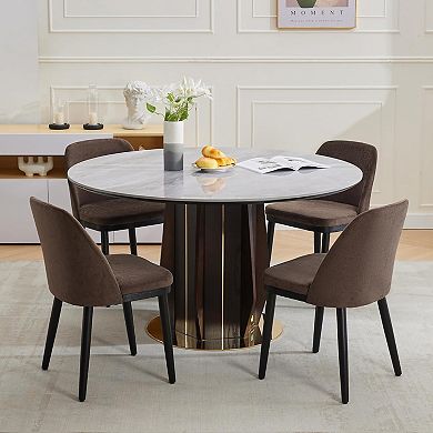 IDEALHOUSE Dining Chairs Set Wing Back Linen Upholstered Coffee