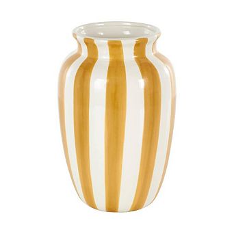 White Round Ornamental Vase With Stripes