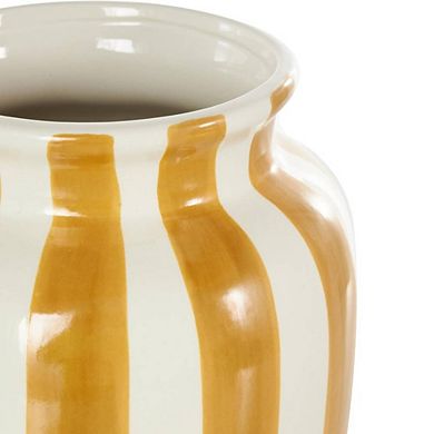 White Round Ornamental Vase With Stripes