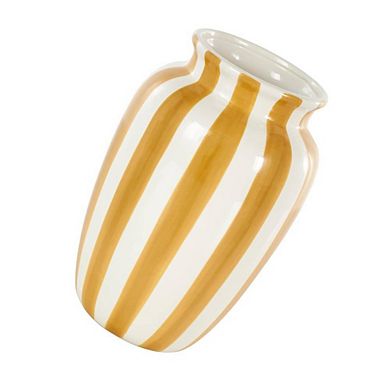 White Round Ornamental Vase With Stripes