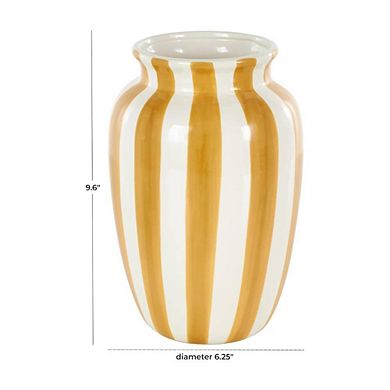 White Round Ornamental Vase With Stripes