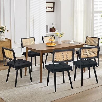 IDEALHOUSE Dining Chair Velvet Rattan