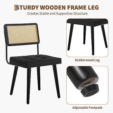 IDEALHOUSE Dining Chair Velvet Rattan