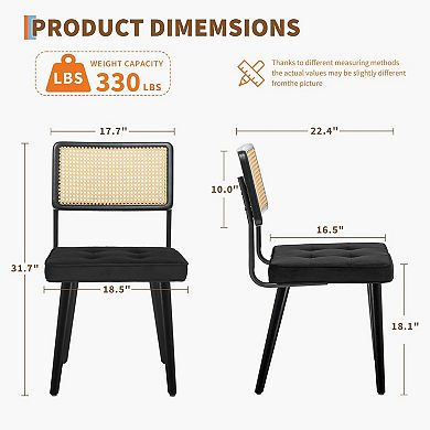 IDEALHOUSE Dining Chair Velvet Rattan