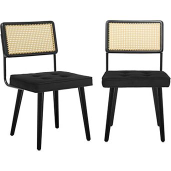 IDEALHOUSE Dining Chair Velvet Rattan
