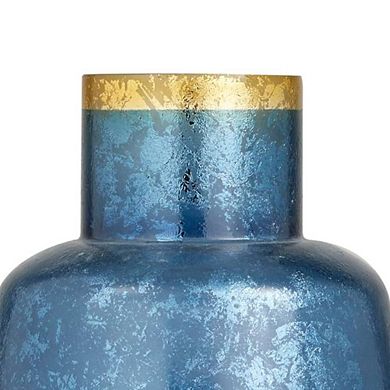 Blue Glass Ornamental Vase Gold Rimmed
