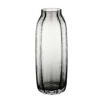 Black Glass Ornamental Vase Striped Design