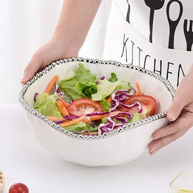 Salerno Porcelain Large Salad Decorative Bowl
