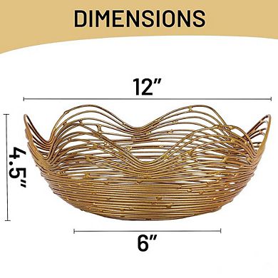 Large Gold Ruffle Metal Decorative Bowl