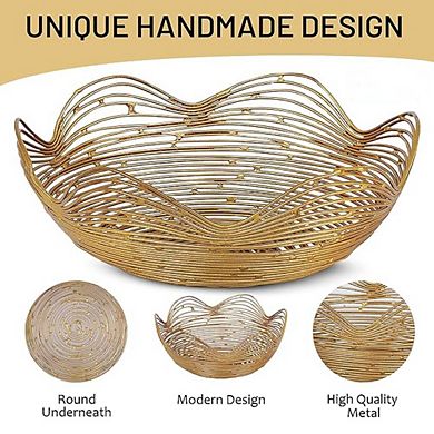 Large Gold Ruffle Metal Decorative Bowl