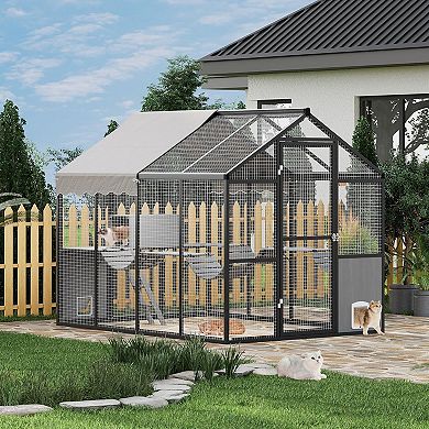 IDEALHOUSE Outdoor Aluminum Catio Enclosure for Multiple Cats