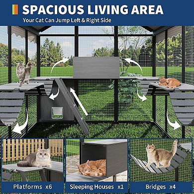 IDEALHOUSE Outdoor Aluminum Catio Enclosure for Multiple Cats