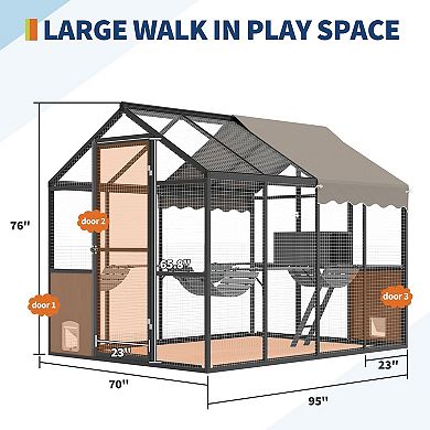 IDEALHOUSE Outdoor Aluminum Catio Enclosure for Multiple Cats