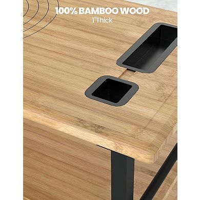 IDEALHOUSE 33 Inch 100% Bamboo Pizza Prep Table with Wheels