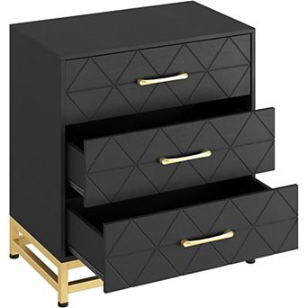 3-Drawer Modern Wood Dresser with Metal Handles, Spacious Storage Chest for Bedroom or Entryway