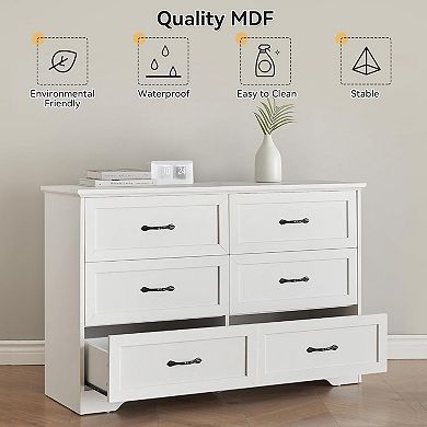 Modern 6-Drawer Dresser, Clothing Organizer for Bedroom or Closet Storage