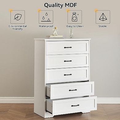Modern 5-Drawer Dresser for Closet & Bedroom Clothing Storage
