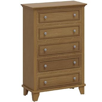 48" 5-Drawer Modern Dresser, Tall Wood Storage Chest with Deep Drawers & Metal Handles
