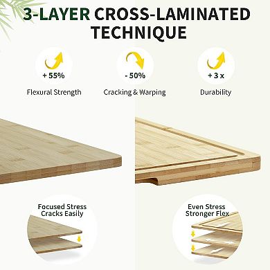 24"X18" Bamboo Cutting Boards for Kitchen