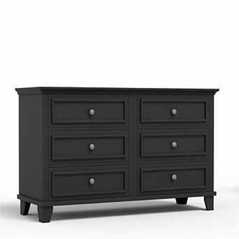 Multi-Scene 6-Drawer Wooden Dresser - Exquisite Metal Handles, Large Capacity Chest of Drawers