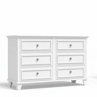 Multi-Scene 6-Drawer Wooden Dresser - Exquisite Metal Handles, Large Capacity Chest of Drawers