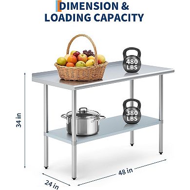 Stainless Steel Prep Table 24x48 Inch