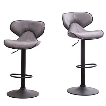 Weathered Upholstery Adjustable Swivel Barstool, Set of 2