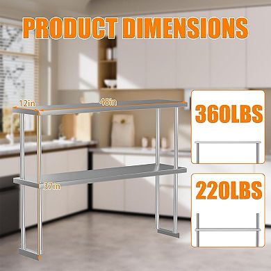 IDEALHOUSE Stainless Steel Prep Table with Adjustable Shelves