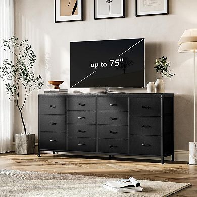 IDEALHOUSE 14-Drawer Fabric Dresser with Power Outlet