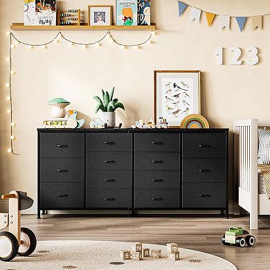 IDEALHOUSE 14-Drawer Fabric Dresser with Power Outlet