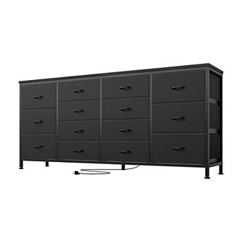 IDEALHOUSE 14-Drawer Fabric Dresser with Power Outlet