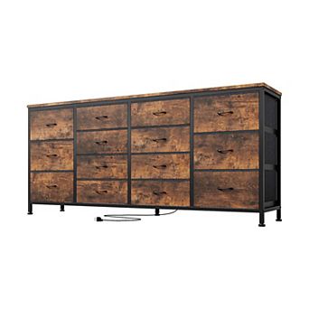 IDEALHOUSE 14-Drawer Fabric Dresser with Power Outlet