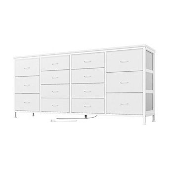 IDEALHOUSE 14-Drawer Fabric Dresser with Power Outlet