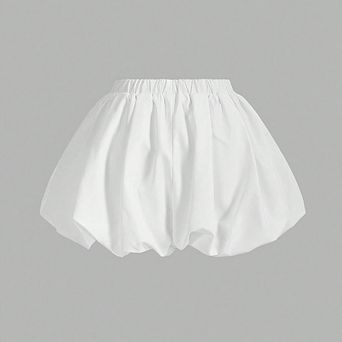 Women's Bubble Shorts High-Waisted Ruffled A-Line Casual Summer Shorts with Elastic Waist