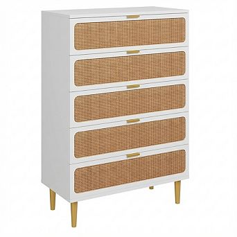IDEALHOUSE Tall 5-Drawer Rattan Dresser