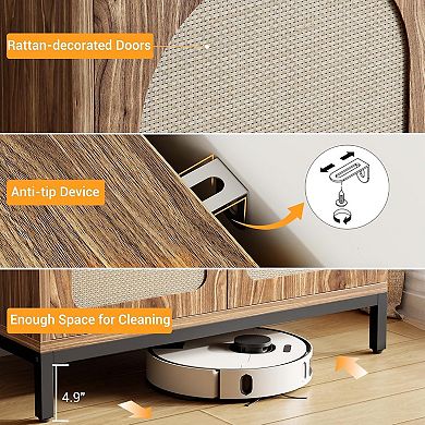 IDEALHOUSE Rattan Buffet Cabinet with Arched Doors