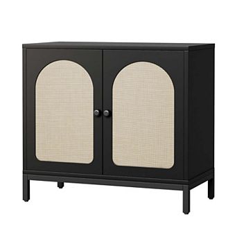 IDEALHOUSE Rattan Buffet Cabinet with Arched Doors