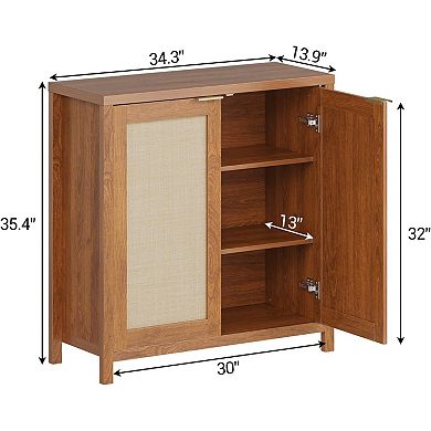 IDEALHOUSE Rattan Sideboard Buffet Cabinet with Storage