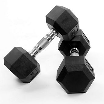 Hex Dumbbell Set, Rubber Encased Exercise & Fitness Dumbbells for Home Gym