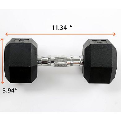 Hex Dumbbell Set, Rubber Encased Exercise & Fitness Dumbbells for Home Gym