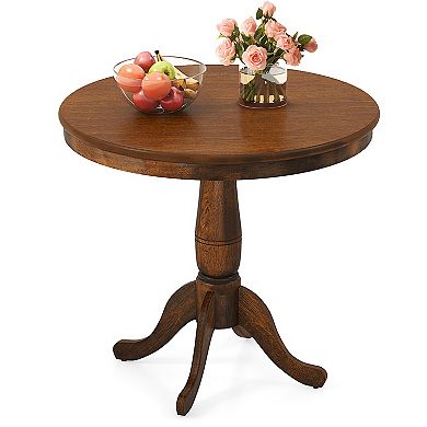 32" Wooden Round Pub Pedestal Side Table