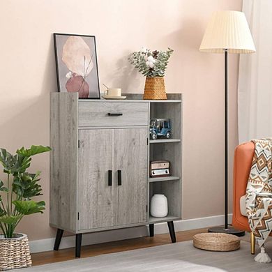 Freestanding Mid-Century Wooden Sideboard Cabinet