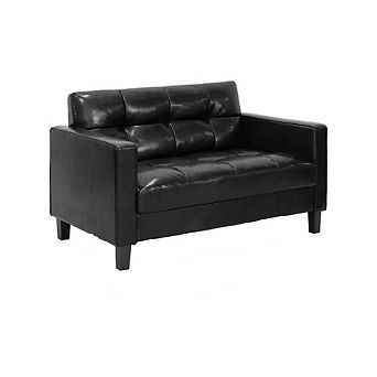 Brive Tufted Faux Leather Snuggle Sofa