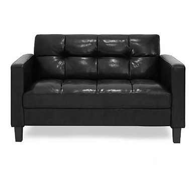 Brive Tufted Faux Leather Snuggle Sofa