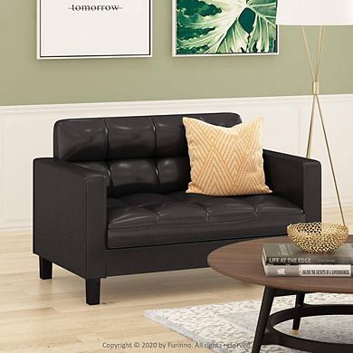 Brive Tufted Faux Leather Snuggle Sofa