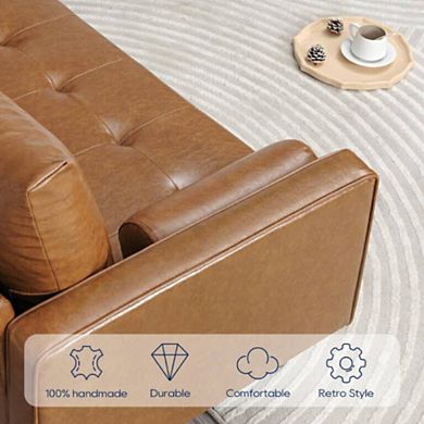 Mid-Century Faux Leather Snuggle Sofa