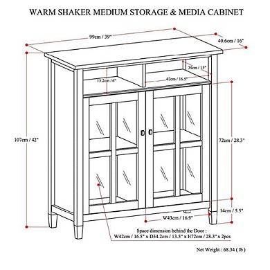 Warm Shaker Wood Sideboard Cabinet